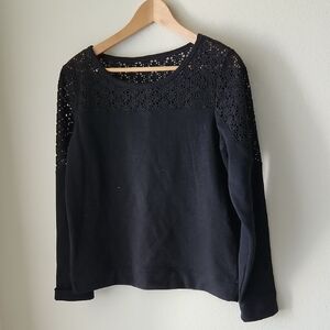 Express Black Lace Detail Sweatshirt Sz M Casual Comfy Everyday Wear Whimsigoth